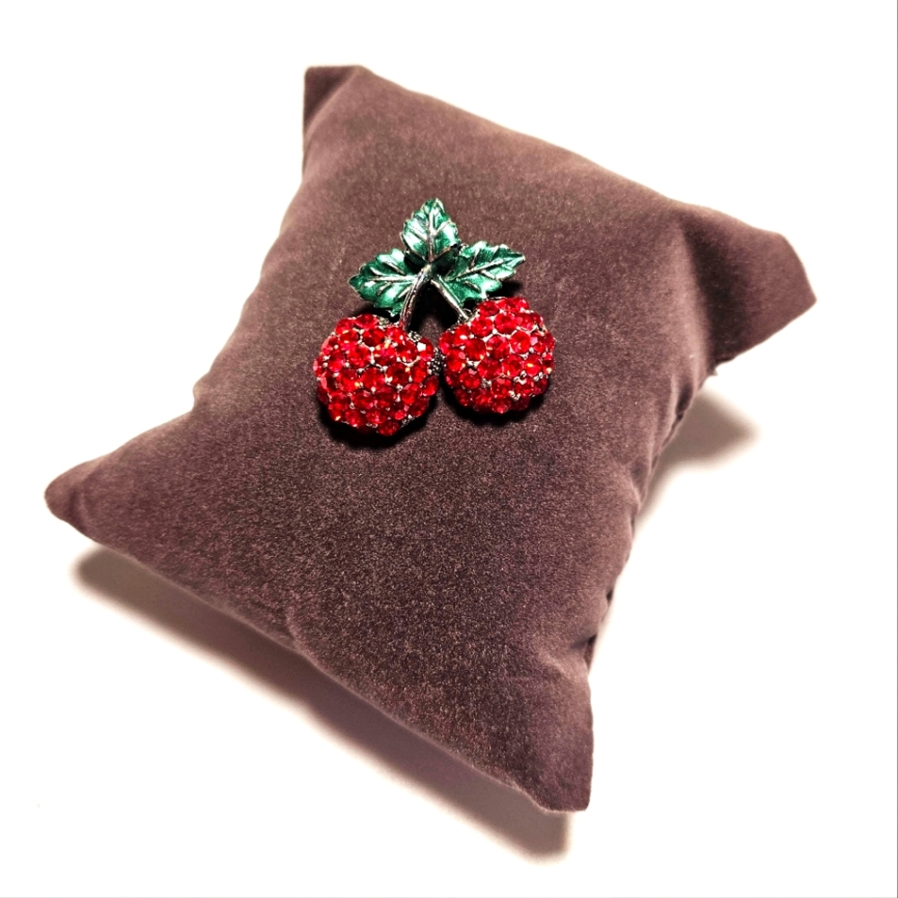 Red Rhinestone Pavé Cherry Pin 🍒